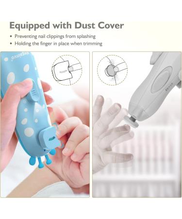 Megainvo Electric Baby Nail File Trimmer with 10 Grinding Heads - Safe, Quiet, LED Light - Baby Nail Clippers for Newborns & Toddlers - Blue - Buy Online on SooperMarket.com
