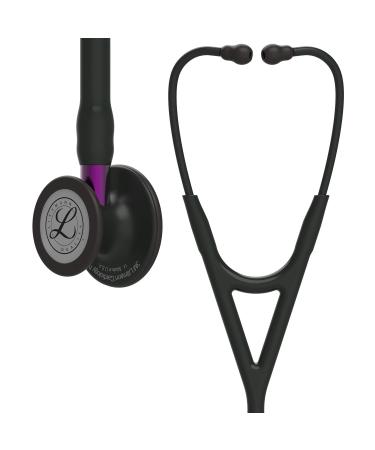 3M Littmann Cardiology IV Diagnostic Stethoscope Black-Finish Chestpiece Black Tube Violet Stem and Black Headset 27 inch 6203 Black-Finish Chestpiece/Tube/Headet Violet Stem Single