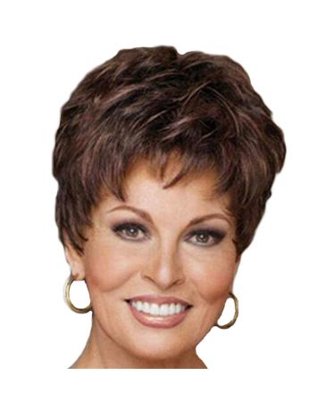 Jier short wigs for women brown wigs women short curly hair hairstyle real hair wigs for beautiful and generous wig wigs (brown one size)