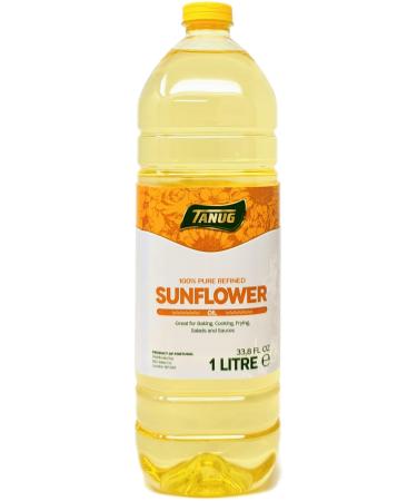 Tanug Sunflower Oil 1L | 100% Pure Refined Sunflower Oil Great for Cooking Baking Frying Salads & Sauces