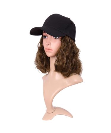 MapofBeauty Short Curly BOB Synthetic Hair Extension Baseball Hat Wig (Brown) - 13 Inch/33 cm - Buy Online on SooperMarket.com