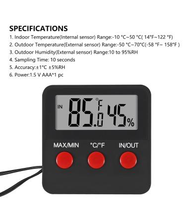 2Pcs Digital Thermometer and Humidity Thermometers Indoor and Outdoor Digital Temperature and Hygrometer Gauge with Probe for Reptile Terrarium Thermometer Pet Keeping - Buy Online on SooperMarket.com
