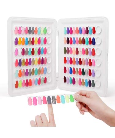 Nail Display Book C8 Nail Colour Swatch Book No Glue Required 120 Nail Colour Display Board Gel Nail Polish Sample Display for Nail Technician Use C8 Nail Color Chart
