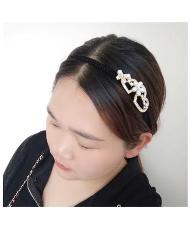 Butterfly Heart Headband 1920s Vintage Flower Cross Hair Hoop Crystal Pearl Velvet Band Headpiece Accessories for Women Girls (Gold Heart)