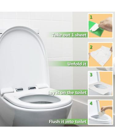 100 Disposable Flushable Toilet Seat Covers for Adults & Kids - Portable Travel Paper Cover Pack with Individually Wrapped Sheets - Buy Online on SooperMarket.com