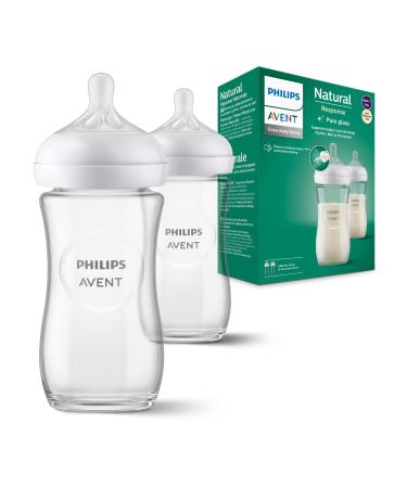 Philips Avent Baby bottles Natural Response made of glass-2x baby bottle 240 ml BPA-free for newborns from 1 month (model SCY933/02) 240ml 2 pcs.