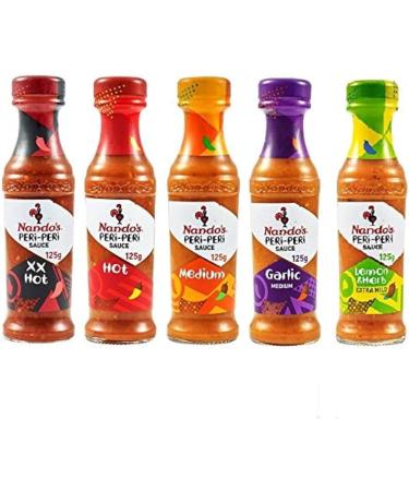 Peri-Peri Salt - 70g & 5 Assorted Multi-Flavours Nando's Sauce 125g (Pack of 6) | Authentic Portuguese Flavors to Spice Up Your Meals | Hot and Spicy Condiments - Buy Online on SooperMarket.com