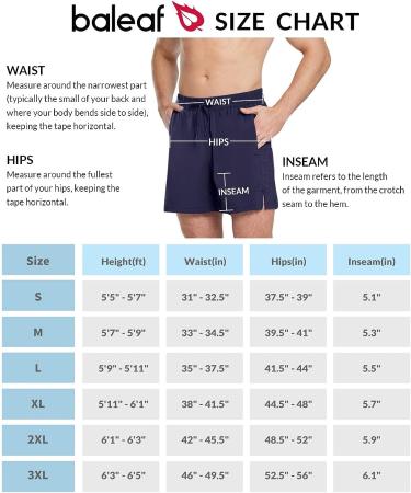 BALEAF Men's 5 Inch Swim Trunks with Compression Liner, Quick Dry 2-in-1 Shorts, Large - Dark Blue - Buy Online on SooperMarket.com