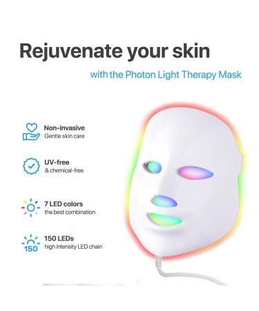 Angel Kiss LED Face Mask Light Therapy - 7 Color Blue & Red Light for Anti-Aging Skin Care | Facial Treatment Photon Mask for Wrinkle Removal & Skin Rejuvenation - Best Gift for Women - Buy Online on SooperMarket.com