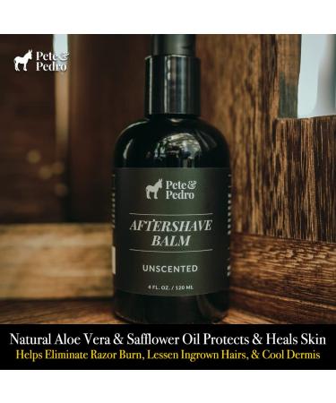 Pete & Pedro Aftershave Balm - Natural, Unscented Post Shave Moisturizer | Alcohol-Free with Aloe for Sensitive Skin & Razor Burn Relief - 4 oz - Buy Online on SooperMarket.com
