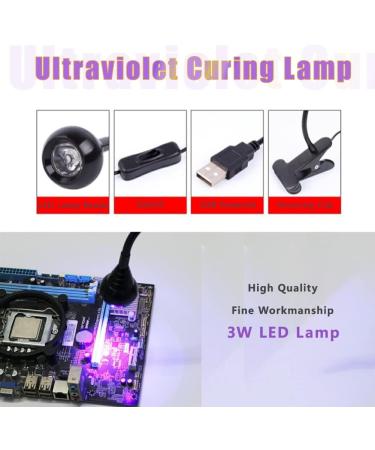 ASHATA UV Lamp 3W 5V 395nm with Gooseneck and Clamp - Multi USB Ultraviolet Light for Nail Curing, Phone Repair, Resin Curing & More - Buy Online on SooperMarket.com