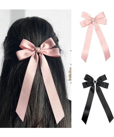 JSGHGDF Bowknot Hair Clip Heart Long Ribbon Bowknot Shape Hair Clip for Girl Spring Styling Tiaras Pink - Buy Online on SooperMarket.com