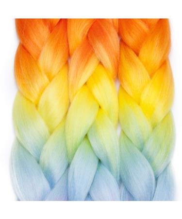 Tess Braids Extensions - Blue Jumbo Braids 60cm | KanCalon Kunsthaar for Box Braids | Ombre Hair Braid 100g (Orange/Blue/Red) - Buy Online on SooperMarket.com