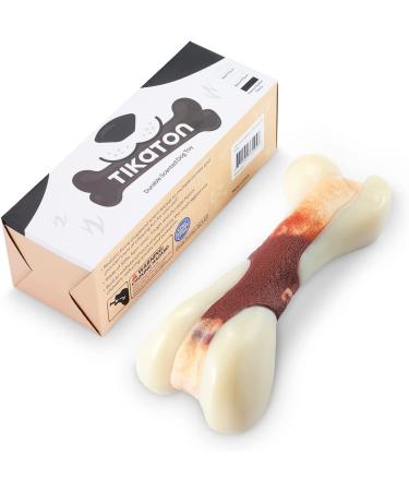 Tikaton Indestructible Dog Chew Toys - Real Beef Flavor for Large, Medium & Small Puppies | Durable Teething Bones for Aggressive Chewers - Buy Online on SooperMarket.com
