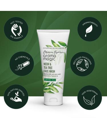 Aroma Magic Neem & Tea Tree Face Wash (Pack of 2) - Natural Acne Cleanser for Men & Women | Hydrating Facewash for Oily & Sensitive Skin | 3.38 Fl Oz (100ml) - Buy Internationally - Buy Online on SooperMarket.com