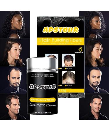 Apstour Hair Building Fibers - Instantly Conceals Hair Loss - Natural & Undetectable - 22g Black 01 - Buy Online on SooperMarket.com