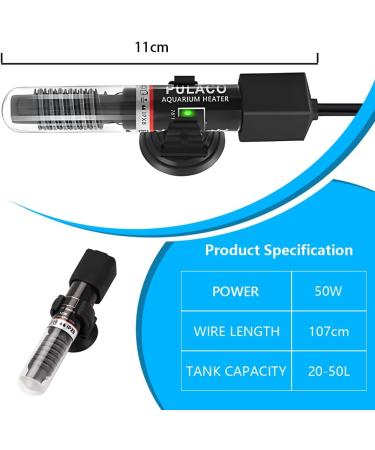 Silkwish Mini Aquarium Heater 50W for 20L-50L Tanks | Constant Temp 26 C Suction Cups & Temp Stickers | International Shipping - Buy Online on SooperMarket.com