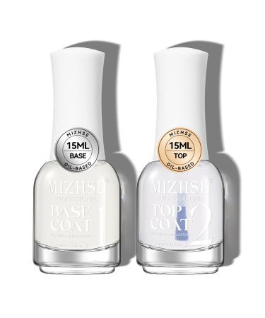 MIZHSE Base and Top Coat Nail Polish Quick Dry Basic Nail Polish Non Gel Air Dry Fast Base Coat Top Coat Set Oil-based Nail Art Manicure Home Base & Top Coat Nail Polish