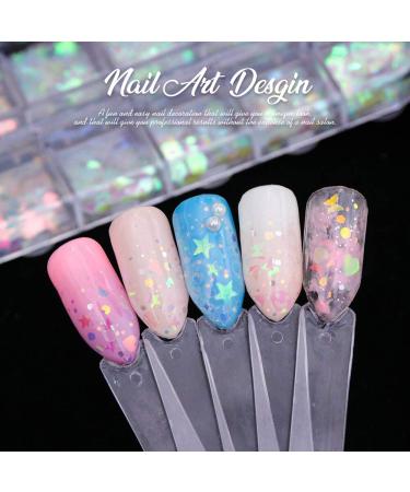 Teenitor 12 Boxes Holographic Nail Sequins - Ultra-Thin Colorful Glitter Sticker for Nail Art, Cosmetic and Festival Glitter Decoration - Buy Online on SooperMarket.com
