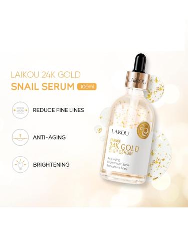 Buy 24K Gold Snail Serum with Hyaluronic Acid & Niacinamide - Anti-Aging Brightening Hydrating Face Serum for Glowing Skin - Buy Online on SooperMarket.com