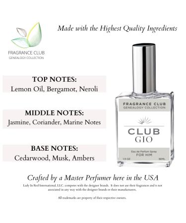 Club Gio 1.9 oz. EDP Mens Fragrance with Lemon-Oil Bergamot Neroli Jasmine Marine Notes and Musk is a fresh and warm fragrance. - Buy Online on SooperMarket.com