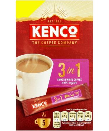 Kenco 3 in 1 Smooth White Instant Coffee with Sugar Sachets X5 - Buy Online on SooperMarket.com