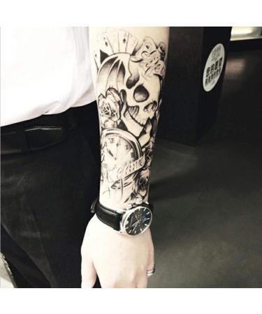 Yesallwas Skull Temporary Tattoo 6 Sheets - Waterproof Fake Tattoos for Men & Teens - Arms, Shoulders, Chest & Back - Crown, Gun, Tree, Tribal Feather, Clock - Long Lasting Stickers - Buy Online on SooperMarket.com