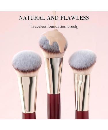BEILI Foundation brush make-up brush angled foundation brush contour brush professional brushes for blending liquid cream powder polishing dotting (Red) - Buy Online on SooperMarket.com