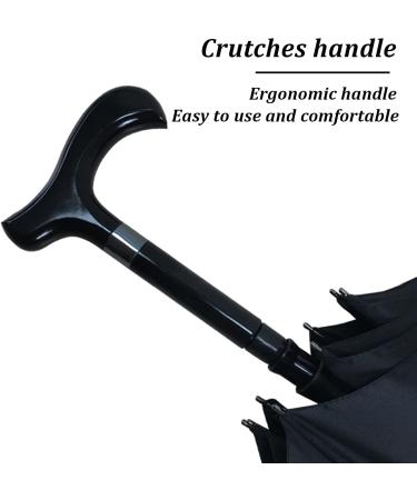 Walking Stick Umbrella 2-in-1 Multifunction Crutch Umbrella with Non-Skid Foot Self Protection Cane Umbrella for Men and Women Gift Black - Buy Online on SooperMarket.com