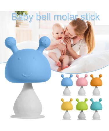 Silicone Mushroom Teether Toy for Babies 0-24 Months - Cyan | Soft Infant Sensory Chew Toy with Ring for Gums Grasping and Sucking - Buy Online on SooperMarket.com