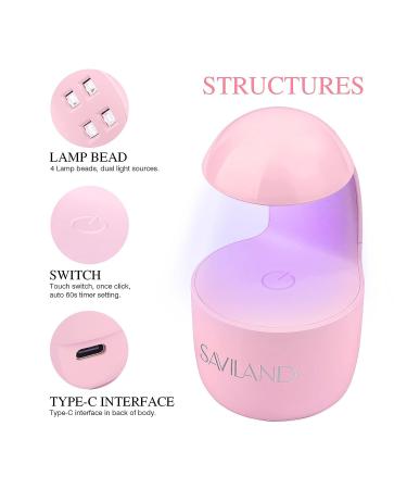 Saviland Mini Nail Lamp - Portable UV LED Gel Nail Dryer for Quick Curing | Nail Art & DIY Gel Nail Polish at Home & Salon - Buy Online on SooperMarket.com