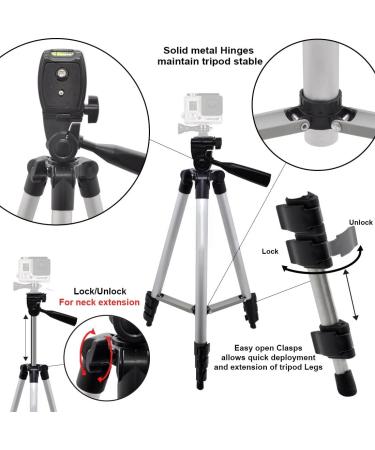 50 Aluminum Camera Tripod with Bubble Level Indicator for GoPro HERO Cameras + Mount & Cloth - Buy Online on SooperMarket.com