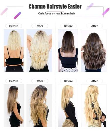 Laavoo Clip-In Real Hair Extensions | Blonde Highlights Ash Blonde 45cm - 105g - 7pcs #18/613 - Buy Online on SooperMarket.com