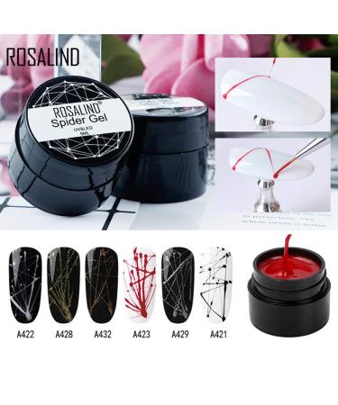 ROSALIND Spider Gel Nail Polish UV Set - 6pcs Kit 5ml | DIY Line Drawing Nail Design - Peel Off Paint | Perfect for Gel Polish 07 - Buy Online on SooperMarket.com