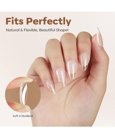 Modelones Short Almond Nail Tips - 216PCS Pre-shaped Full Cover Fake Nails & Gel Nail Extension Kit | 12 Sizes A1 - Perfect for Acrylic & Gel Manicure - Buy Online on SooperMarket.com