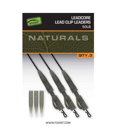 Fox Naturals Leadcore PG Lead Clip Leaders 75cm 50lb - 3 leaders carp rigs rigs for carp fishing
