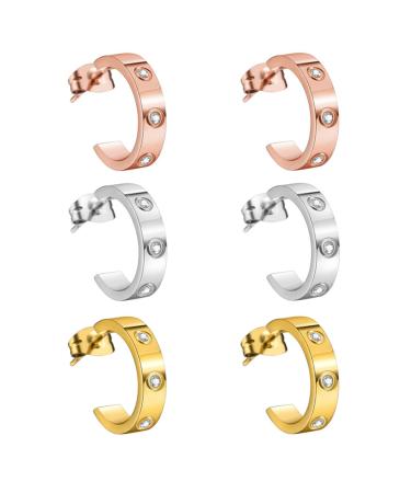 3 pairs C-shaped titanium steel earrings Earacupressure Magnetherapy Detoxi Earrings Acupressure Slimming Earrings