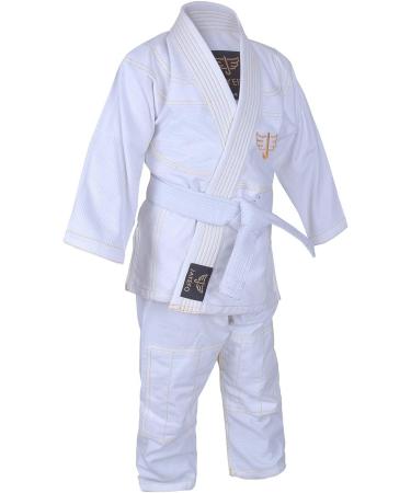 Jayefo Kids Brazilian Jiu Jitsu GI for Boys and Girls | Lightweight IBJJF Legal BJJ Gi for Children | Soft Preshrunk Grappling Youth MMA Kimono with Free White Belt - 1 Year Warranty | White/Gold K00 - Buy Online on SooperMarket.com