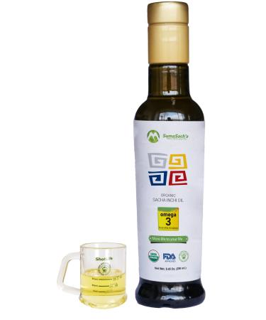 SumaSach'a Extra Virgin Organic Sacha Inchi Oil, High Omega 3, 8.45 oz - 100% natural, Cold-Pressed Organic Extra-virgin