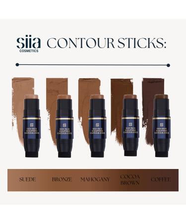 SIIA Cosmetics Duo Face Sculpting Contour Bronzer Stick - Dual-Use Applicator - Natural Finish - .32 oz - Suede - Buy Online on SooperMarket.com