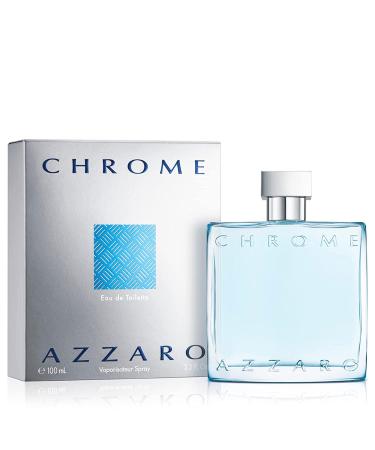 Azzaro Chrome Eau de Toilette - Fresh Aquatic Mens Cologne - Citrus Woody Musky Fragrance -Fresh Notes of Bergamot - Everyday Wear - Classic Summer Beach Scent - Luxury Perfumes for Men 3.3 Fl Oz (Pack of 1)