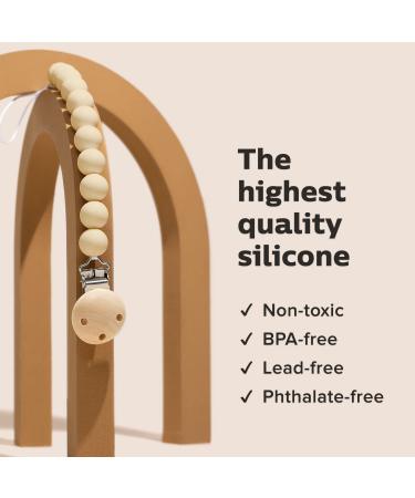 Center Coast Collections Silicone Pacifier Clip - Secure Binky Holder - Neutral Beige - Unisex for Baby and Toddlers - Buy Online on SooperMarket.com