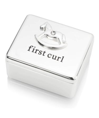 Personalised Silver Plated Rocking Horse First Curl Box - Engraved With Your Custom Text