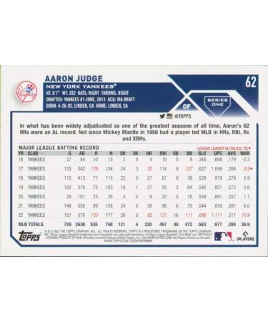 2023 Topps #62 Aaron Judge NM-MT New York Yankees Baseball Trading Card - Buy Online on SooperMarket.com