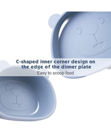 Qshare Suction Baby Plate and Bowl Set with Fork Spoon - BPA Free Silicone Feeding Set for Babies and Toddlers - Buy Online on SooperMarket.com