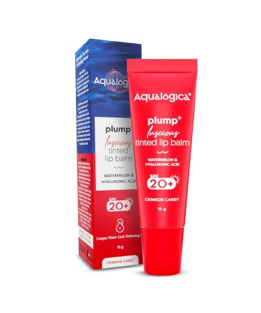 Crimson Candy Plump+ Luscious Tinted Lip Balm with SPF 20+ | with Watermelon & Hyaluronic Acid | Long Lasting Hydration with Sun Protection | Gives Soft Lips | 0.35 Oz/10g