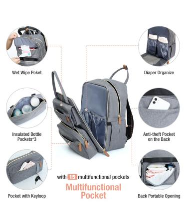 Tonyeee Wrap Backpack - Stylish Diaper Bag for Moms & Dads Removable Crossbody Bottle & Travel Essentials Gray - Buy Online on SooperMarket.com