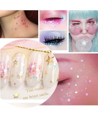 Chunky Holographic Body Glitter - 12 Color Mixed Cosmetic Sequins for Face, Eyes, Hair, Body - Festival Makeup & Nail Art - Buy Online on SooperMarket.com