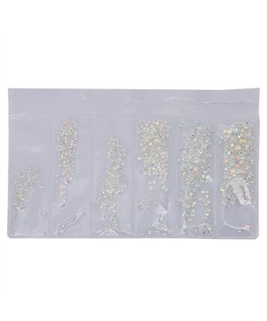 Nail Art Rhinestones ANGGREK 6 Grids Colorful Nail Art Rhinestones DIY AB Round Glitters Rhinestones Multiple Sizes Nail Decoration Rhinestones Manicure Tool(AB COLORFUL)