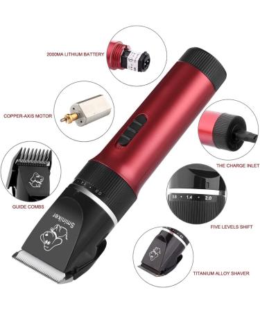 Sminiker Low Noise Rechargeable Pet Clippers Kit - 5 Speed Grooming Set for Cats and Dogs with Storage Bag - Buy Online on SooperMarket.com